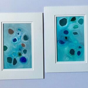 Minimalistic Abstract Blue and Gray Art Set